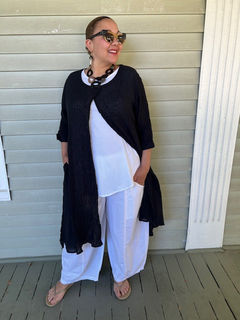 Cheyenne 100% Linen Long Black Duster