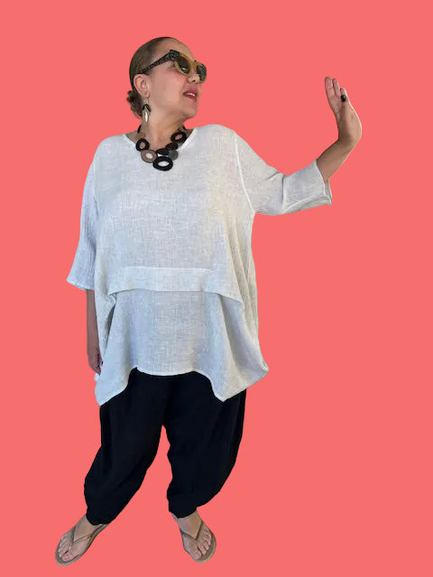 Cheyenne 100% Linen Pleated Crinkle Top