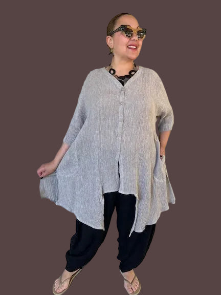 Cheyenne 100% Linen Button Up (Eggshell or Black)