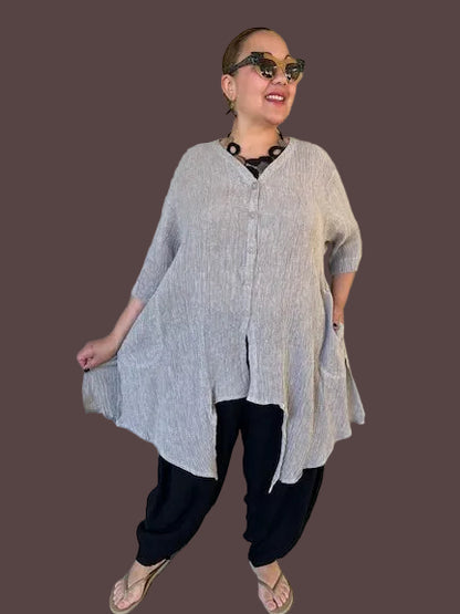 Cheyenne 100% Linen Button Up (Eggshell or Black)