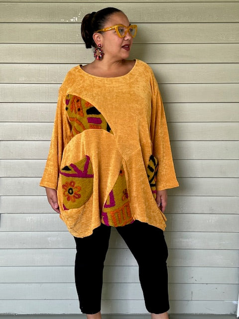 Oversized Mustard Top with Raised Design