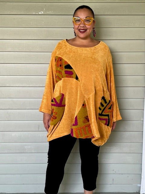 Oversized Mustard Top with Raised Design