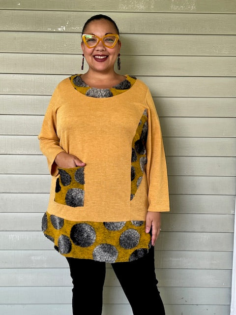 Knit Tunic with Raised Woolen Dots (Red or Mustard)