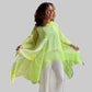 Dth Organza In Lime Green With Hand Painted Inserts