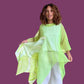 Dth Organza In Lime Green With Hand Painted Inserts