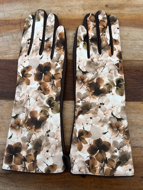 100% Sheepskin Leather Gloves - Dry Flower Floral