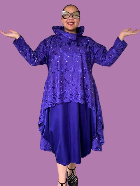 DTH Embroidery High Collar Top