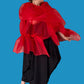 DTH 100% Silk Organza Gathered Wrap (Red)
