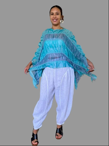 DTH Silk Cotton Poncho (Ocean)