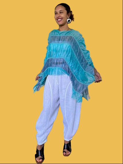 DTH Silk Cotton Poncho (Ocean)