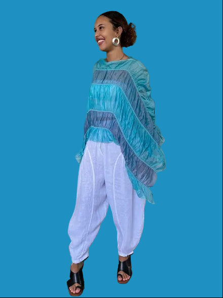DTH Silk Cotton Poncho (Ocean)