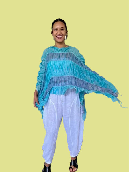 DTH Silk Cotton Poncho (Ocean)