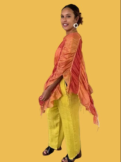DTH Silk Cotton Poncho (Sherbet)