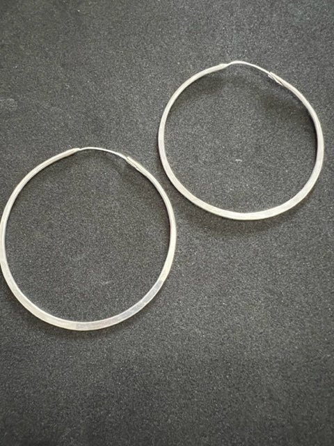 Small Sterling Silver Hand-Hammered Hoops from Mali