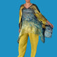 100% Silk Watercolor Kaftan (Green/Gold or Orange/Gold)