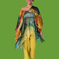 100% Silk Watercolor Kaftan (Green/Gold or Orange/Gold)
