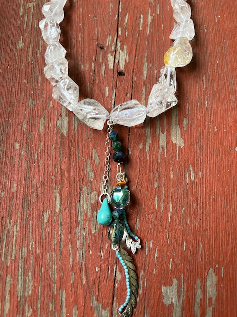 Rock Crystal Necklace with  Turquoise