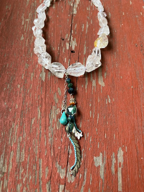 Rock Crystal Necklace with  Turquoise