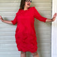 Vanite Couture Pleated Dress (Burnt Orange, Royal Blue, Mustard, Magenta, Pink, Red, Gray,or Teal)