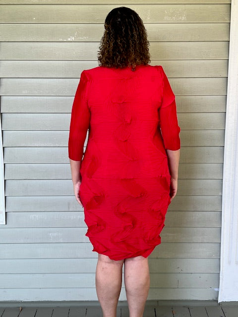Vanite Couture Pleated Dress (Burnt Orange, Royal Blue, Mustard, Magenta, Pink, Red, Gray,or Teal)