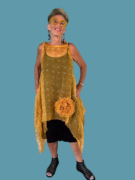 Dth 100% Hand Dyed  Silk Organza Overlay