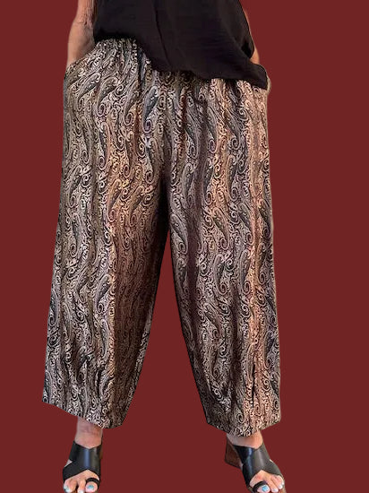 Dth 100% Silk Pleated Hem Pants