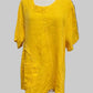 Transparent 100% Linen Short Sleeved Circle Pocket Top (White, Red, Yellow)