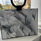 Gray Marble Bag with Black Handles,hand stitched on sides