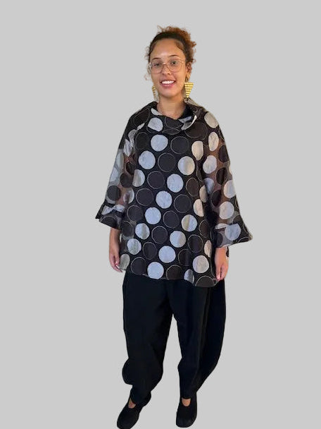 Sheer Hi-Lo Polka Dot Tunic Top