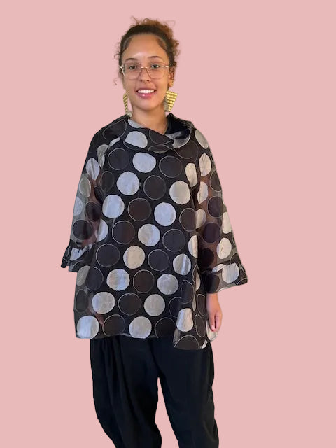 Sheer Hi-Lo Polka Dot Tunic Top