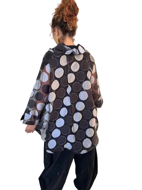 Sheer Hi-Lo Polka Dot Tunic Top