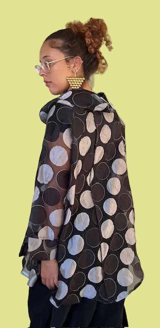 Sheer Hi-Lo Polka Dot Tunic Top