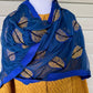 Felted Leaf on Blue Chiffon Scarf (Gold Leaf or White Leaf)