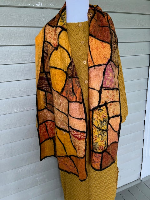 Stained Glass Sari Patchwork (Gold, Blue, Pink, or Purple)