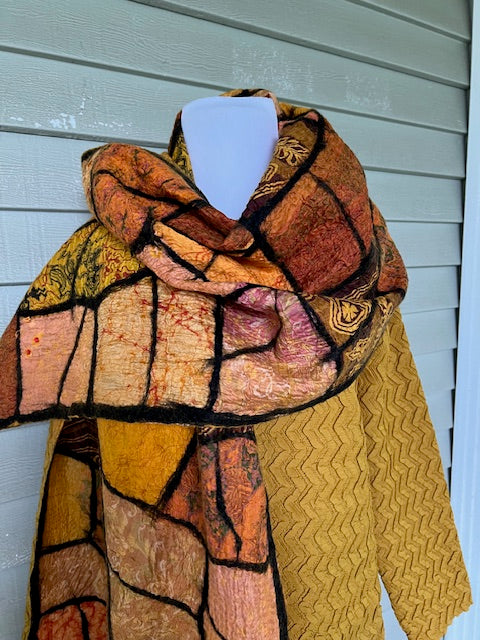 Stained Glass Sari Patchwork (Gold, Blue, Pink, or Purple)