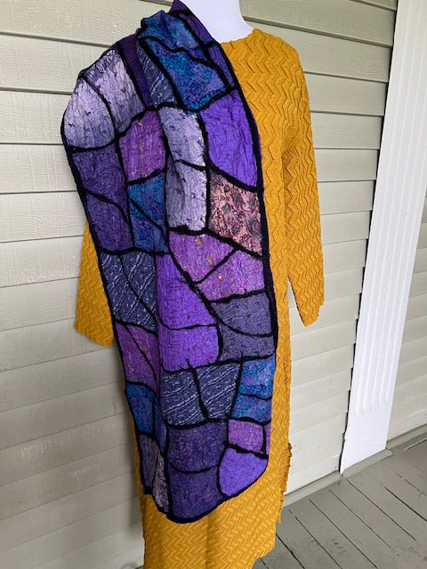 Stained Glass Sari Patchwork (Gold, Blue, Pink, or Purple)