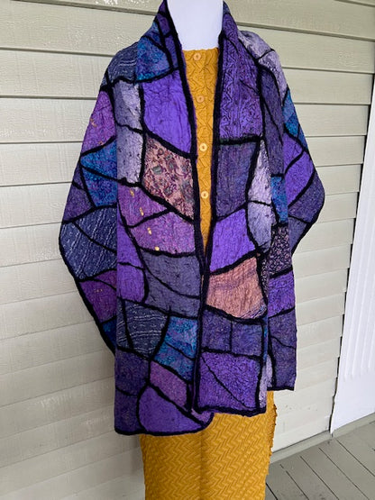 Stained Glass Sari Patchwork (Gold, Blue, Pink, or Purple)