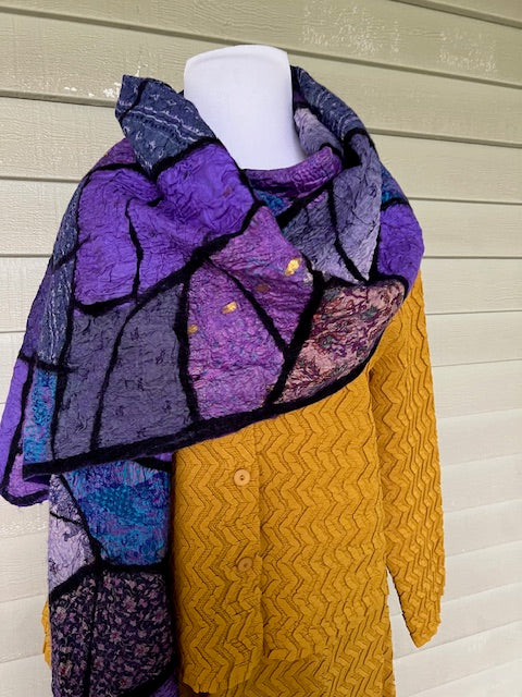 Stained Glass Sari Patchwork (Gold, Blue, Pink, or Purple)