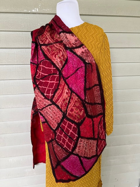 Stained Glass Sari Patchwork (Gold, Blue, Pink, or Purple)