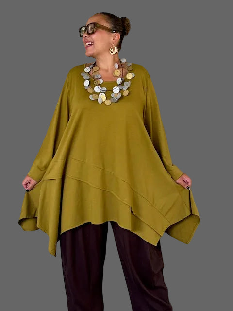 Transparente Asymmetrical Pullover (Olive)