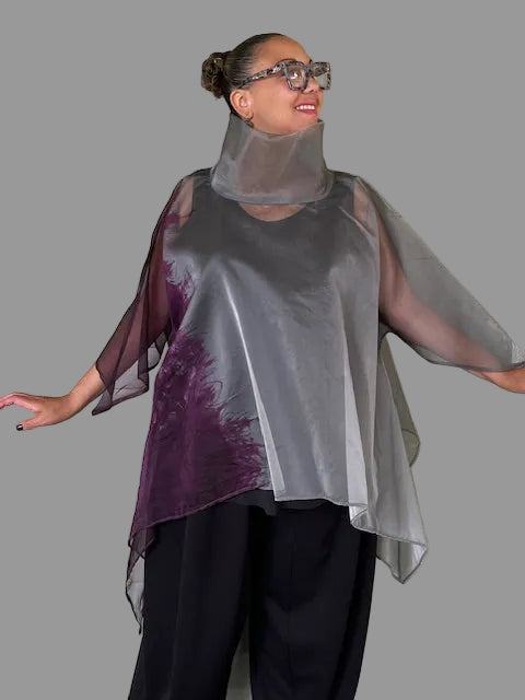 Dth 100% Silk Organza Hand Dyed Over Top