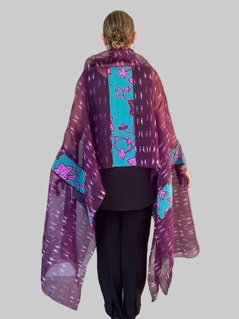 Dth 100% Silk Elegant Poncho Top (Wine)