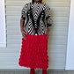 Vanite Couture Pleated Bubbles Skirt (Red)