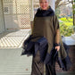 DTH 100% Silk Organza Fly Away Top in Olive and Black