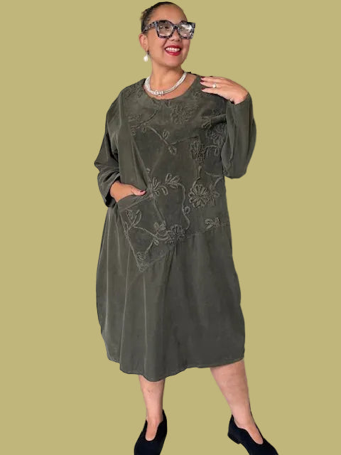 Transparente Patchwork Dress (Rust, Brown, Olive, Purple)