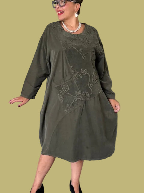 Transparente Patchwork Dress (Rust, Brown, Olive, Purple)