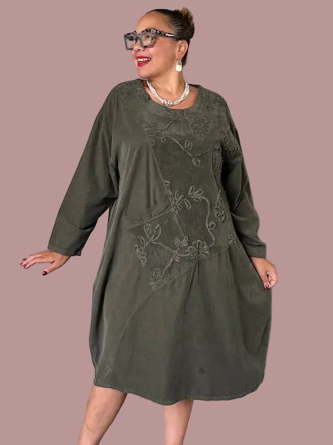 Transparente Patchwork Dress (Rust, Brown, Olive, Purple)
