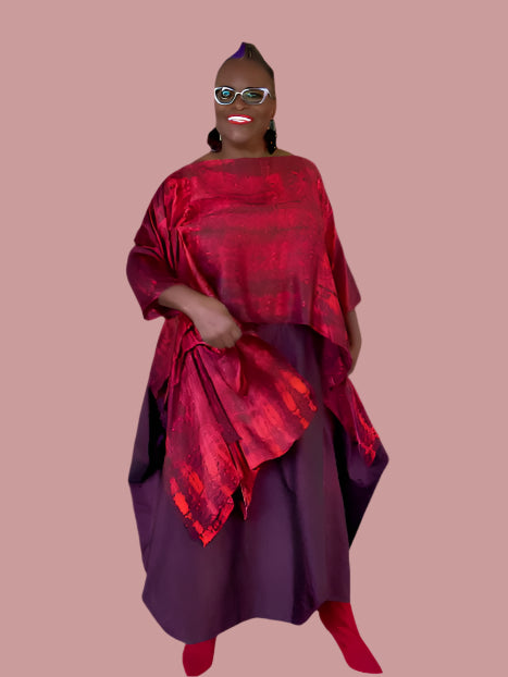 DTH 100% Hand Dyed Silk Ruby Red Top