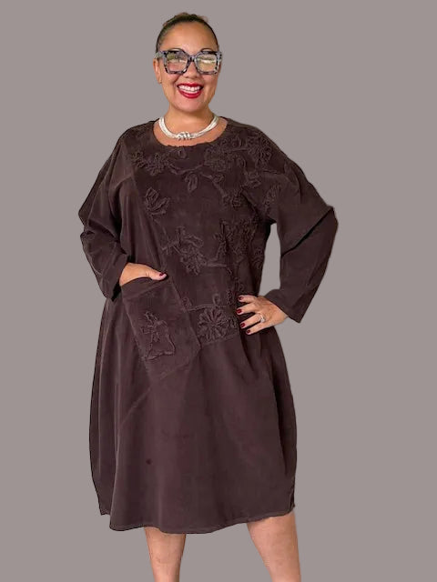Transparente Patchwork Dress (Rust, Brown, Olive, Purple)