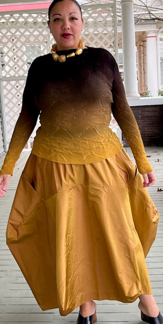 DTH Architect Skirt in 100% Silk Gold Taffeta